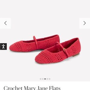 Boden Red Crochet Mary Jane Flats